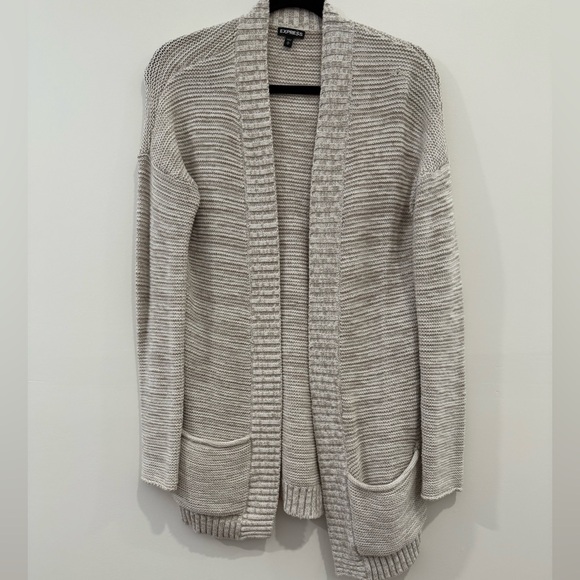 Express Sweaters - ❗️3 for $23 / Express Long Tan and White Cotton Knit Cardigan, Woman’s medium
